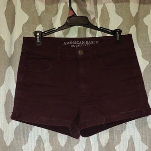 American Eagle Outfitters Red Jean Shorts Relaxed Fit